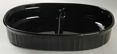 Classic Black 1.5 Qt Oval Covered Divided Casserole No Lid