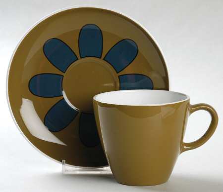 Coordinates Green Flat Cup & Saucer Set
