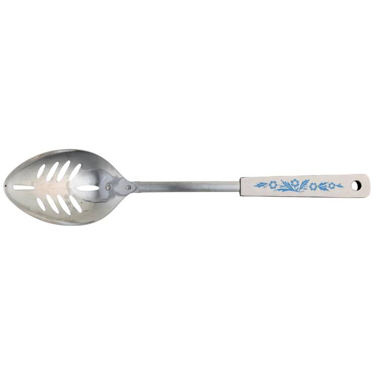Cornflower Blue Metal Slotted Spoon with Plastic Handle