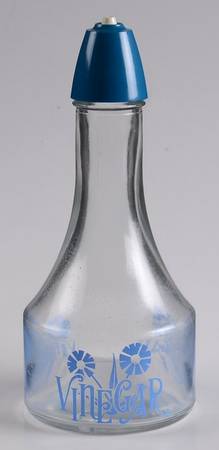 Cornflower Blue Glass Vinegar Shaker & Plastic Top