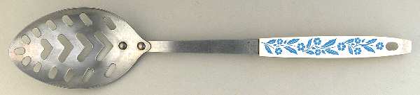 Cornflower Blue Slotted Serving Spoon with Stainless Bowl