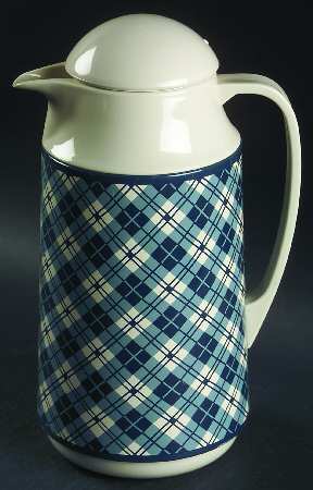 Blue Plaid (Corelle) Plastic Thermos/Carafe & Lid