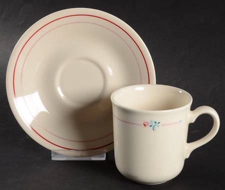 Cranberry Blossoms (Corelle) Flat Cup & Saucer Set