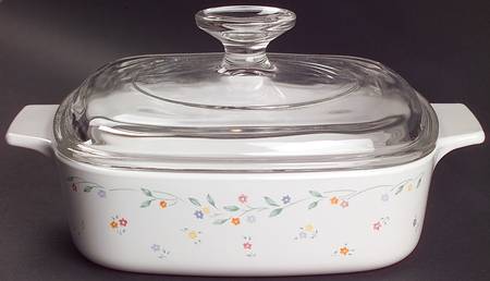 English Meadow (Corelle) 1 Qt Square Casserole w/Glass or Plastic Lid