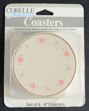 Forever Yours (Corelle) Round Coaster with Plastic Back - Set of 4