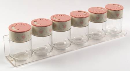Forever Yours (Corelle) Spice Jar Set with Plastic Rack