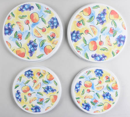 Fruit Basket (Corelle) Stove Cover Set-Steel 2 8" & 2 10" Round Covers