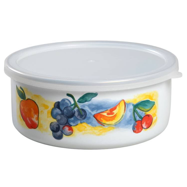 Fruit Basket (Corelle) 6 3/4" Metal Bowl W/Plastic Lid