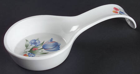 Fresh Cut (Green Trim, Corelle) Melamine Spoon Rest (Holds 1 Spoon)
