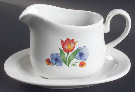 Fresh Cut (Green Trim, Corelle) Gravy Boat & Underplate