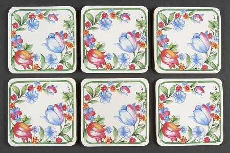 Fresh Cut (Green Trim, Corelle) Square Corkback Coaster - Set of 6