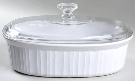 French White 2.5 Qt Oval Covered Casserole