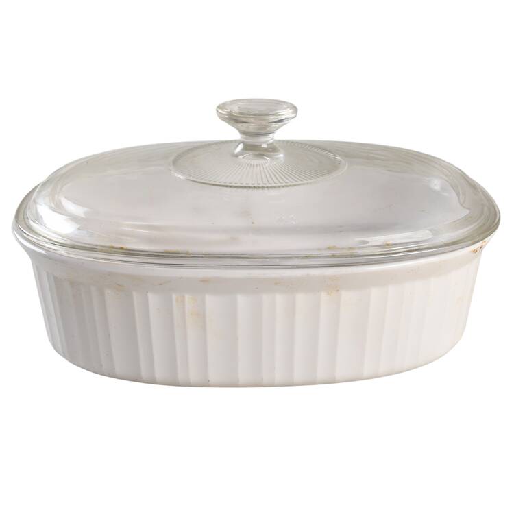French White Lid for 2.5 Quart Oval Covered Casserole