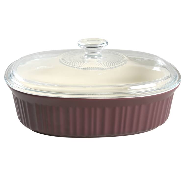 French White 2.5 Quart Oval Casserole with Lid