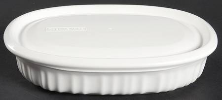 French White Oval Individual Casserole & Plastic Lid