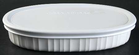 French White 1 Pint Oval Covered Casserole
