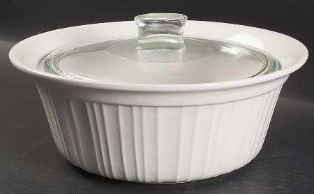 French White 2 Qt Covered Casserole & Glass Lid by Corning Corelle