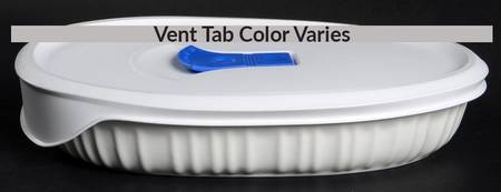 French White 1.5 Pint Oval Casserole & Vented Plastic Lid
