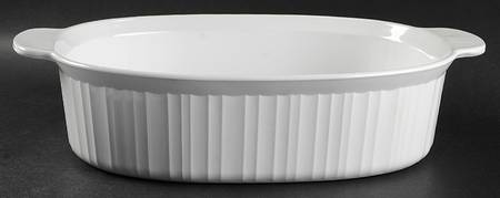 French White 4 Qt Oval Casserole No Lid
