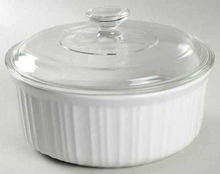 French White 2.5 Qt Round Covered Casserole