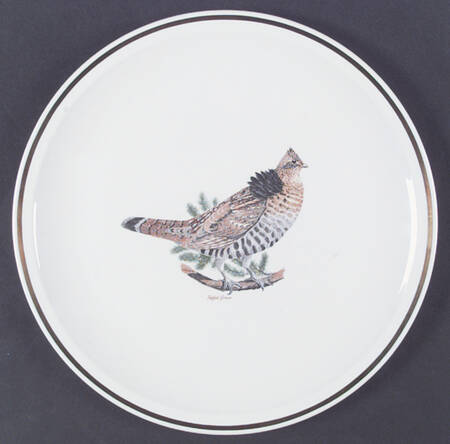 Game Birds (Gold Band) 12" Chop Plate (Round Platter)