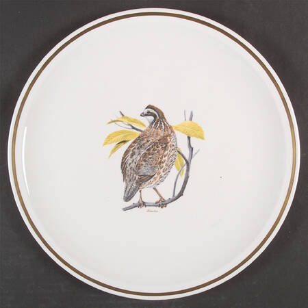 Game Birds (Gold Band) 12" Chop Plate (Round Platter)
