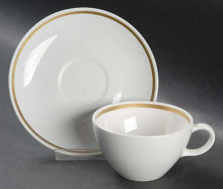 Gold Band (Coupe) Flat Cup & Saucer Set