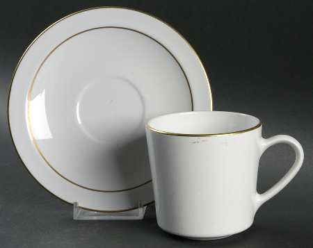Gold Edge (Rim) Flat Cup & Saucer Set