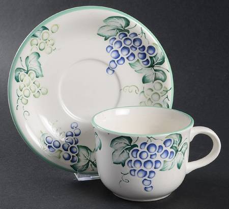 Grape Bower Flat Cup & Saucer Set