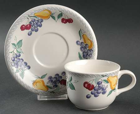 Italian Orchard Flat Cup & Saucer Set
