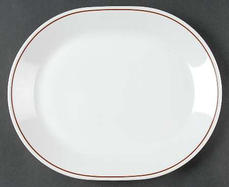 Melody (Brown Flower and Bands, Corelle) 12" Oval Serving Platter