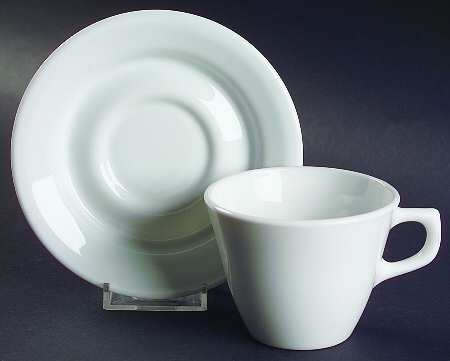 Misty White (Corelle) Flat Cup & Saucer Set