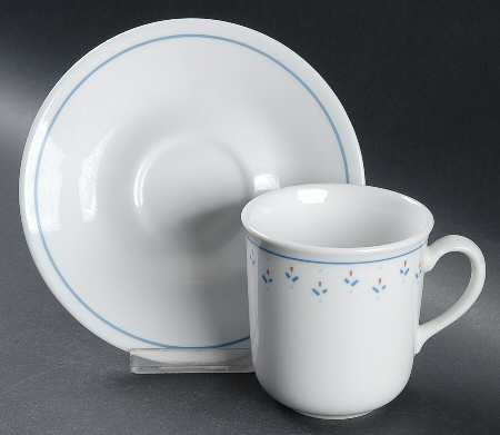 Normandy (Corelle) Flat Cup & Saucer Set by Corning Corelle