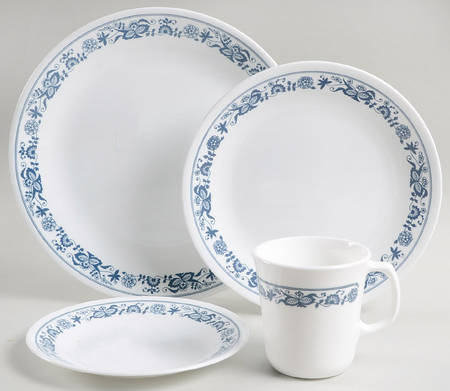 Old Town Blue (Corelle) 4 Piece Place Setting by Corning Corelle