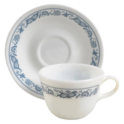 Old Town Blue (Corelle) Flat Cup & Saucer Set