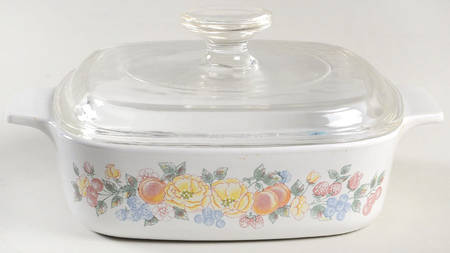 Orchard Rose (Corelle) 1 Qt Square Casserole w/Glass or Plastic Lid