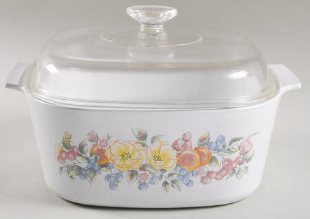 Orchard Rose (Corelle) 5 Quart Square Casserole with Glass Lid