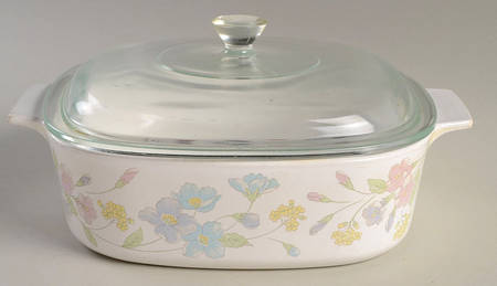 Pastel Bouquet (Corelle) 2 Quart Square Casserole with Lid by Corning Corelle