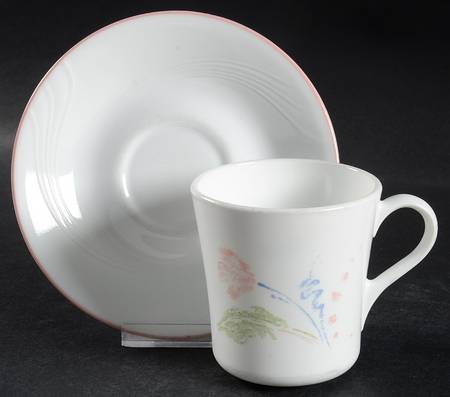 Pastel Ballet (Corelle) Flat Cup & Saucer Set