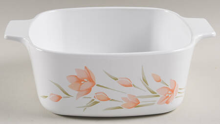 Peach Floral (Corelle) 1.5 Quart Square Casserole No Ceramic Lid