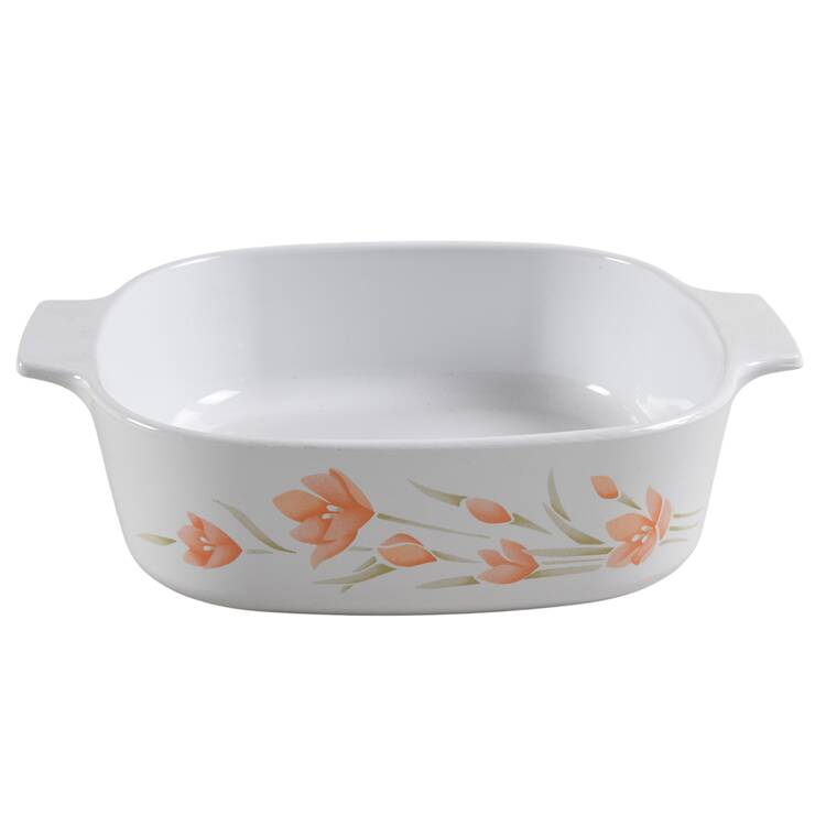 Peach Floral (Corelle) 2 Quart Square Casserole No Lid