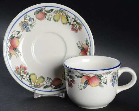 Peach Lattice Flat Cup & Saucer Set
