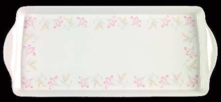 Pink Trio (Corelle) 15" Melamine Rectangular Handled Tray