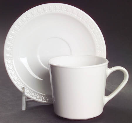 Sculptured Rim (No Trim, Centura) Flat Cup & Saucer Set