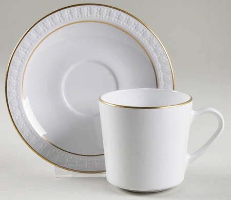 Sculptured Rim (Gold Trim, Pyroceram, Centura) Flat Cup & Saucer Set