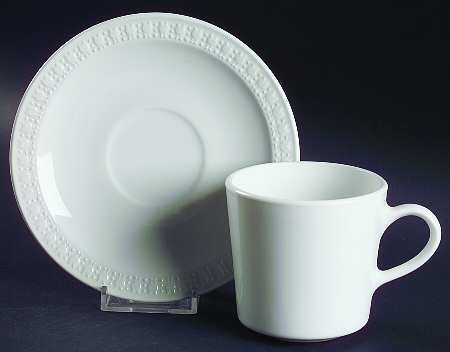 Sculptured Rim (No Trim, Pyroceram) Flat Cup & Saucer Set