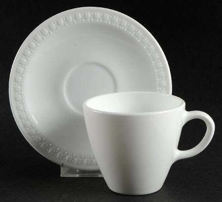 Sculptured Rim (No Trim, Pyroceram) Flat Cup & Saucer Set