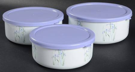 Shadow Iris (Corelle) 3 Pc Metal Bowl W/Plastclid (5 3/4",6 3/4",7 1/4")