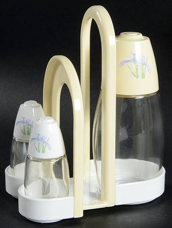 Shadow Iris (Corelle) Napkin,Salt&Pepper,Sugar Shaker Set W/Plastic Lids