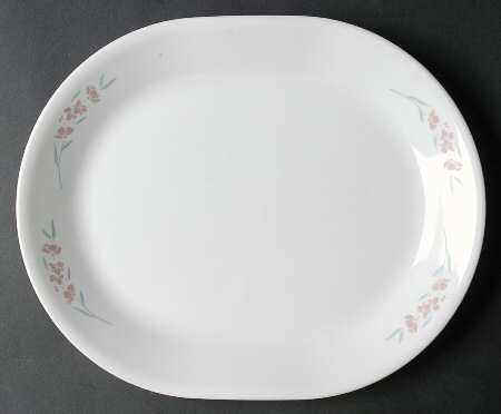 Silk Blossoms (Corelle) 12" Oval Serving Platter by Corning Corelle